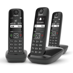 Gigaset AS690A Trio - 3 téléphones DECT sans fil avec répondeur - écran à haut contraste - excellente qualité audio - profils so