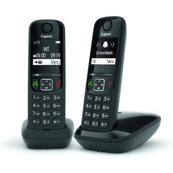 Gigaset AS690 Duo - Téléphone fixe sans fil - 2 combinés - Noir
