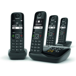 Gigaset AS690A Téléphone fixe Quattro Noir [Version Française]