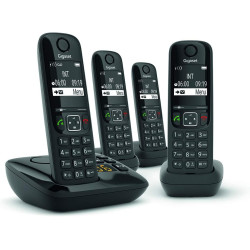 Gigaset AS690A Téléphone fixe Quattro Noir [Version Française]
