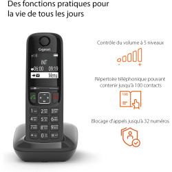 Gigaset AS690 - téléphone DECT sans fil - grand écran à haut contraste - excellente qualité audio - profils sonores réglables - 