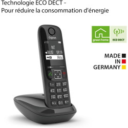 Gigaset AS690 - téléphone DECT sans fil - grand écran à haut contraste - excellente qualité audio - profils sonores réglables - 
