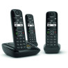 Gigaset AS690A Trio - Téléphone fixe sans fil avec répondeur - 3 combinés - Noir