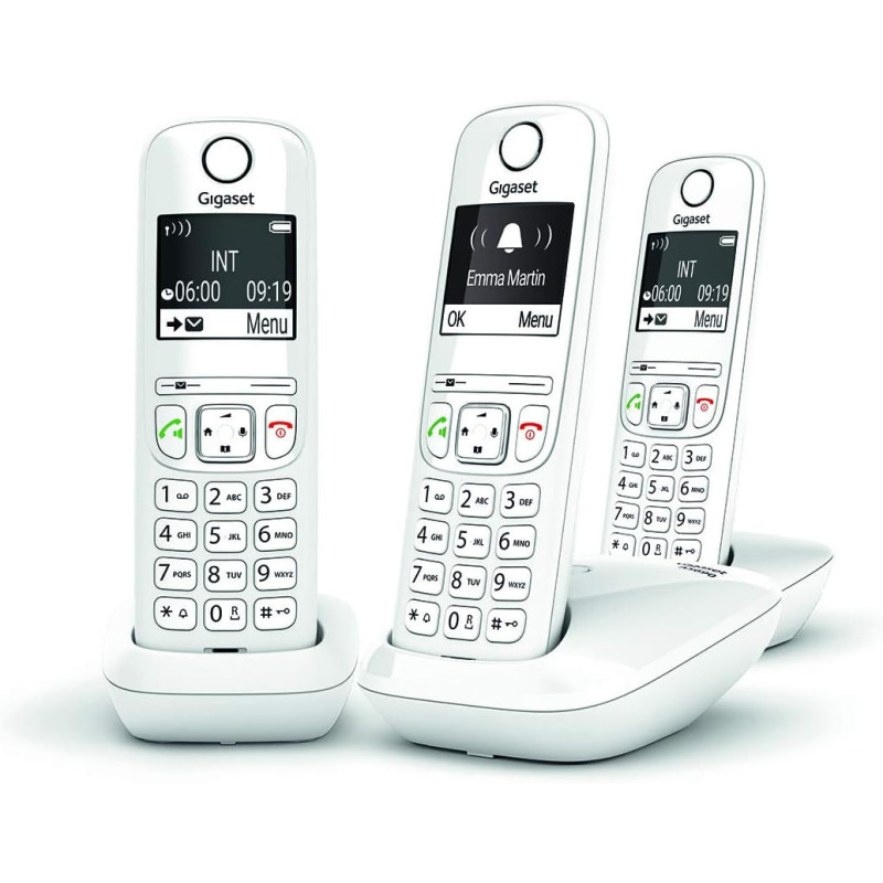Gigaset AS690 Trio - Téléphone fixe sans fil, 3 combinés avec grand écran rétroéclairé pour un affichage ultra lisible, fonction
