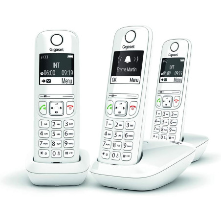 Gigaset AS690 Trio - Téléphone fixe sans fil, 3 combinés avec grand écran rétroéclairé pour un affichage ultra lisible, fonction
