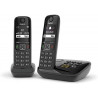 Gigaset AS690A Duo - Téléphone fixe sans fil avec répondeur - 2 combinés - Noir [Version Française]
