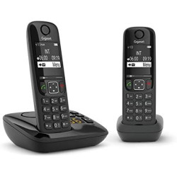 Gigaset AS690A Duo - Téléphone fixe sans fil avec répondeur - 2 combinés - Noir [Version Française]