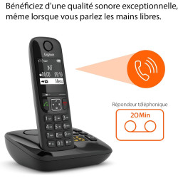 Gigaset AS690A - téléphone DECT sans fil avec répondeur - grand écran à haut contraste - excellente qualité audio - profils sono