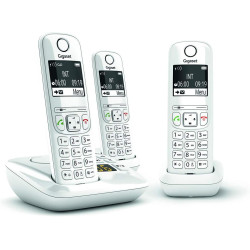 Gigaset AS690A Trio - Téléphone fixe sans fil avec répondeur, 3 combinés avec grand écran rétroéclairé pour un affichage ultra l