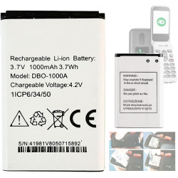 DBO-1000A DBAA-1000A Batterie de Rechange, Compatible avec Doro 2880 4G, 2800 4G/2820 4G/1880, Seniors, DFC-0480, DBAA-1000A, DB
