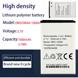 DBO-1000A DBAA-1000A Batterie de Rechange, Compatible avec Doro 2880 4G, 2800 4G/2820 4G/1880, Seniors, DFC-0480, DBAA-1000A, DB