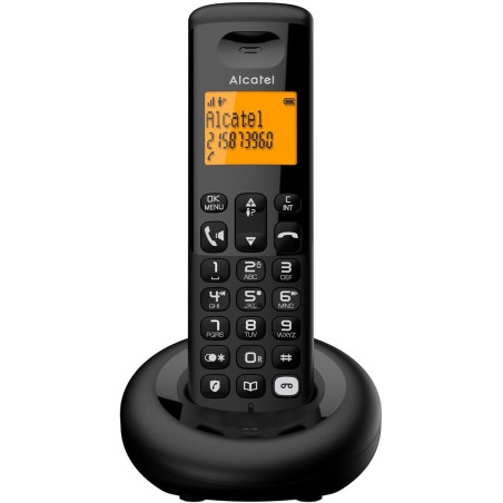 ALCATEL E260 S. Voice - Téléphone Fixe sans Fil DECT avec Répondeur - Design Compact - Grand Écran Rétroéclairé - Mains Libres -