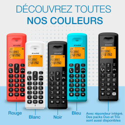 ALCATEL E260 S. Voice - Téléphone Fixe sans Fil DECT avec Répondeur - Design Compact - Grand Écran Rétroéclairé - Mains Libres -