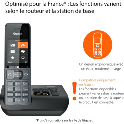 Gigaset Comfort 520A - Téléphone DECT sans Fil avec répondeur - Design élégant - qualité Audio supérieure - Blocage d'appels - R