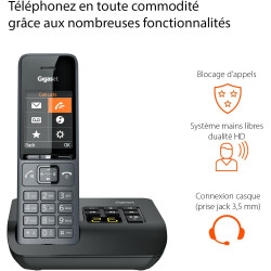 Gigaset Comfort 520A - Téléphone DECT sans Fil avec répondeur - Design élégant - qualité Audio supérieure - Blocage d'appels - R