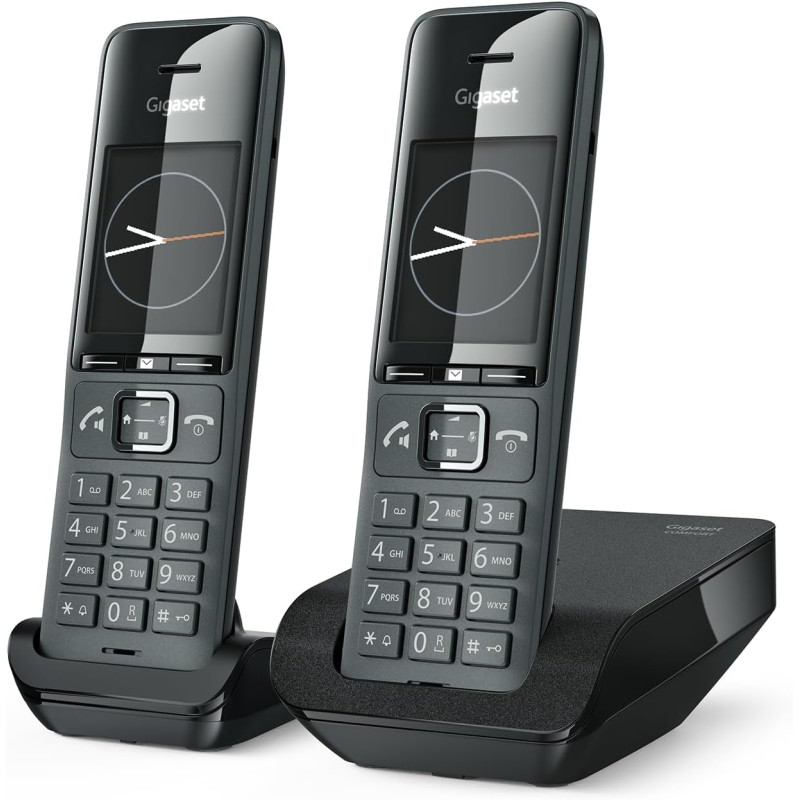 Gigaset Comfort 520 Duo, téléphone DECT, 2 combinés, Blocage d’appels, Gris | Sans fil, mains libres, répertoire 200 contacts, [