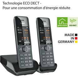 Gigaset Comfort 520 Duo, téléphone DECT, 2 combinés, Blocage d’appels, Gris | Sans fil, mains libres, répertoire 200 contacts, [