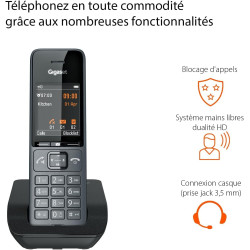 Gigaset Comfort 520A Duo, téléphone DECT, 2 combinés, répondeur, Gris foncé | Sans fil, blocage d’appels, répertoire 200 contact