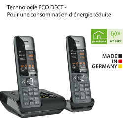 Gigaset Comfort 520A Duo, téléphone DECT, 2 combinés, répondeur, Gris foncé | Sans fil, blocage d’appels, répertoire 200 contact