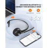 Tecknet casque d'écoute bleutooth, casque d'écoute sans fil avec microphone antibruit pour camionneur, mains libres avec microph