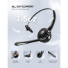 Tecknet casque d'écoute bleutooth, casque d'écoute sans fil avec microphone antibruit pour camionneur, mains libres avec microph