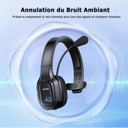 Tecknet oreillette bleutooth sans fil avec micro, réduction de bruit | 2.4g/bt5.0, rechargeable, autonomie batterie 55h, portée 