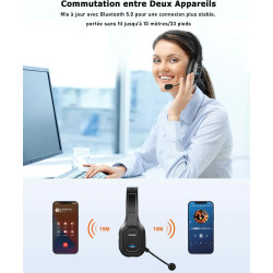 Tecknet oreillette bleutooth sans fil avec micro, réduction de bruit | 2.4g/bt5.0, rechargeable, autonomie batterie 55h, portée 