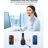 Tecknet oreillette bleutooth sans fil avec micro, réduction de bruit | 2.4g/bt5.0, rechargeable, autonomie batterie 55h, portée 