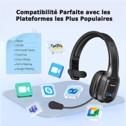 Tecknet oreillette bleutooth sans fil avec micro, réduction de bruit | 2.4g/bt5.0, rechargeable, autonomie batterie 55h, portée 