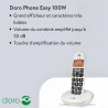 Doro PhoneEasy 100w Téléphone sans Fil DECT pour Seniors avec Grandes Touches et Son Amplifié (Blanc X 1) [Version Française]