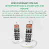 Doro PhoneEasy 100w Téléphone sans Fil DECT pour Seniors avec Grandes Touches et Son Amplifié (Blanc X 2) [Version Française]