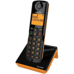 Alcatel s280 noir et orange, mains libres, fonction blocage des appels indesirables, repertoire 50 noms et numéros