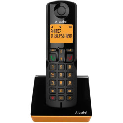 Alcatel s280 noir et orange, mains libres, fonction blocage des appels indesirables, repertoire 50 noms et numéros