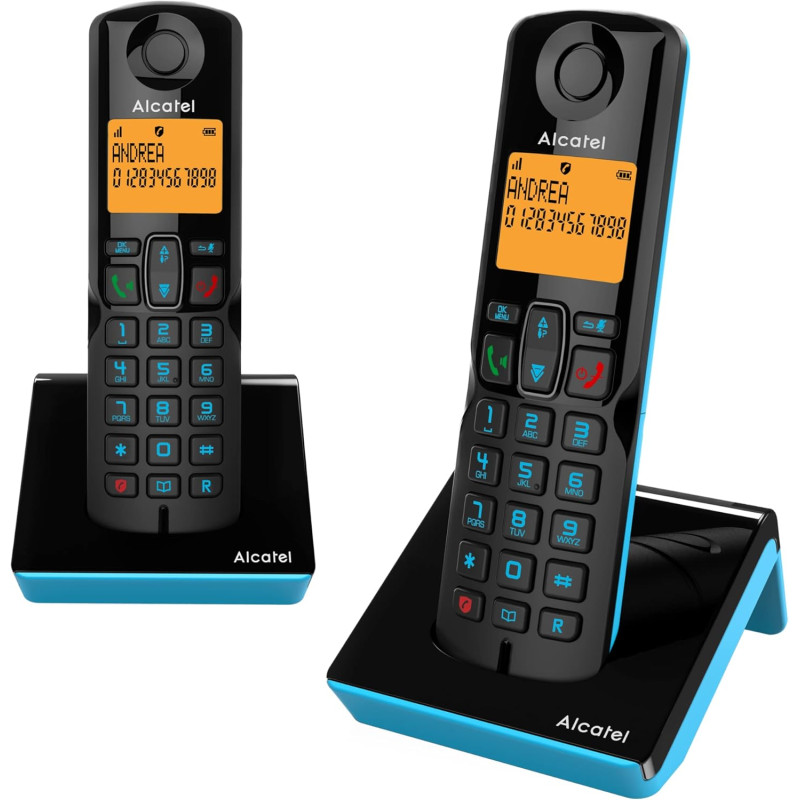 Alcatel S280 duo bleu, Telephone sans fil duo, mains libres, Repertoire 50 noms et numeros fonction blocage des appels indésirab