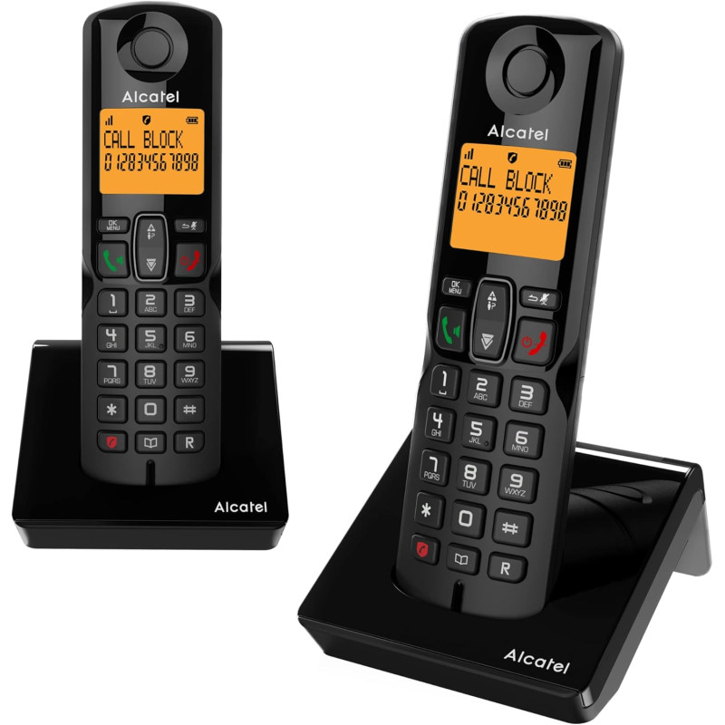 Alcatel S280 duo noir, Telephone sans fil duo, mains libres, Repertoire 50 noms et numeros fonction blocage des appels indésirab