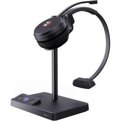 Yealink Casque sans Fil avec Micro WH62 Mono, Portée 160m, Micro Réduction de Bruit, Autonomie 13H, Compatible avec Teams/Zoom/P