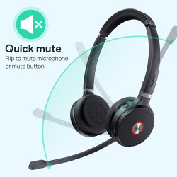 Yealink Casque sans Fil avec Micro WH62 Mono, Portée 160m, Micro Réduction de Bruit, Autonomie 13H, Compatible avec Teams/Zoom/P