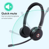 Yealink Casque sans Fil avec Micro WH62 Mono, Portée 160m, Micro Réduction de Bruit, Autonomie 13H, Compatible avec Teams/Zoom/P