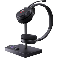 Yealink Casque sans Fil Stéréo WH62 Dual, Portée 160m, Double Micro Antibruit, Autonomie 14h,Idéal Open Space, Compatible Teams/