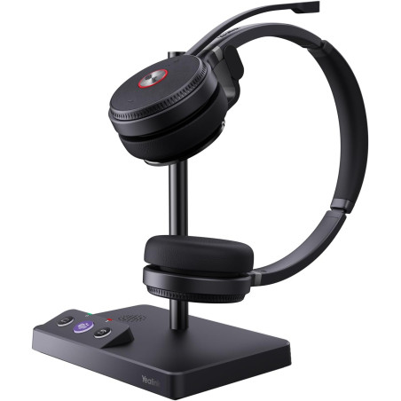 Yealink Casque sans Fil Stéréo WH62 Dual, Portée 160m, Double Micro Antibruit, Autonomie 14h,Idéal Open Space, Compatible Teams/
