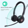 Yealink Casque sans Fil Stéréo WH62 Dual, Portée 160m, Double Micro Antibruit, Autonomie 14h,Idéal Open Space, Compatible Teams/