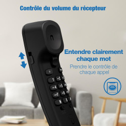VTech Trimstyle Téléphone filaire avec contrôle du volume de la sonnerie et du récepteur, recomposition du dernier numéro, compa