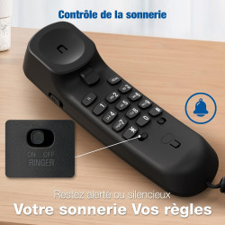 VTech Trimstyle Téléphone filaire avec contrôle du volume de la sonnerie et du récepteur, recomposition du dernier numéro, compa