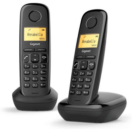 Gigaset A170 Duo - 2 téléphones DECT sans fil - écran avec rétro-éclairage - identification de l'appelant - 18 heures d'autonomi