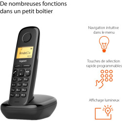 Gigaset A170 Duo - 2 téléphones DECT sans fil - écran avec rétro-éclairage - identification de l'appelant - 18 heures d'autonomi