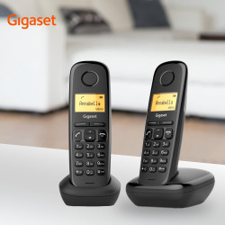 Gigaset A170 Duo - 2 téléphones DECT sans fil - écran avec rétro-éclairage - identification de l'appelant - 18 heures d'autonomi