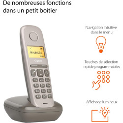 Gigaset A170 Solo Téléphone fixe sans fil DECT/GAP Taupe [Version Française] | Sans fil, [Version française]