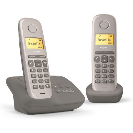Gigaset AL170A Duo Téléphone fixe sans fil DECT/GAP Répondeur Taupe [Version Française]