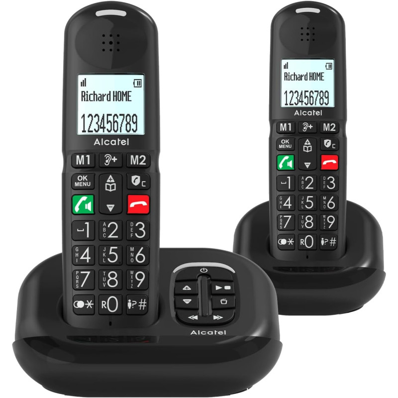 ALCATEL XL685 Voice Duo - Téléphone Fixe sans Fil DECT Senior Format XL avec Répondeur - Écran Haute Lisibilité - Grandes Touche