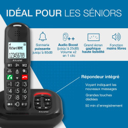 ALCATEL XL685 Voice Duo - Téléphone Fixe sans Fil DECT Senior Format XL avec Répondeur - Écran Haute Lisibilité - Grandes Touche